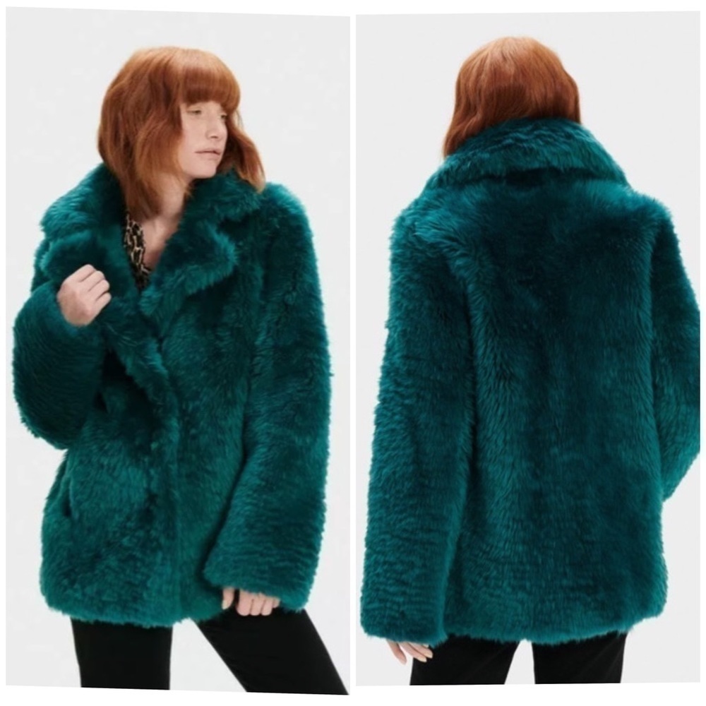 UGG Lianna Women's Jacket S Notch Lapel Short Shearling Fur Coat NWT $1,795